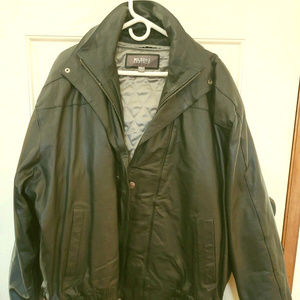 Black Leather Bomber Motorcycle Jacket 3XLT New wi